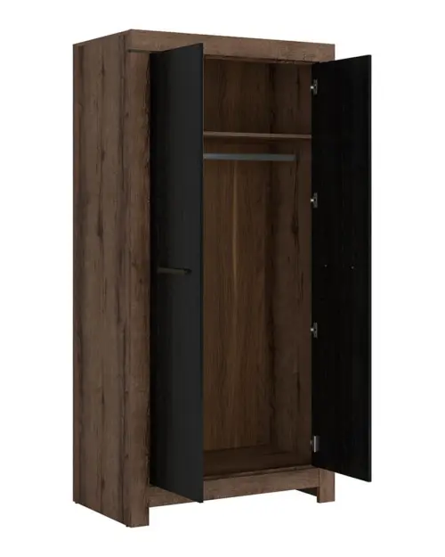 Armario de dos puertas Balin 98 cm roble monastery/roble negro