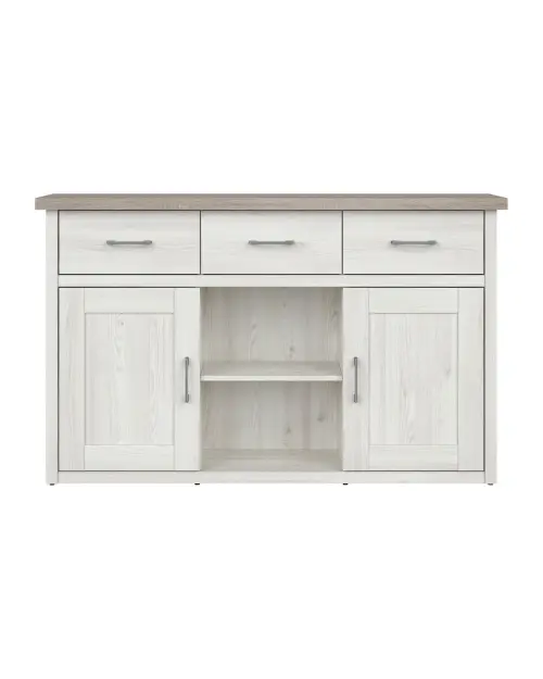 Cómoda Luca Juzi 148 cm con 2 puertas 3 cajones y estante alerce sibiu claro