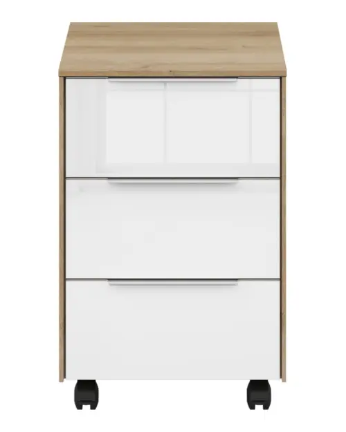 Cajonera de oficina Nevada 40 cm con 3 cajones roble riviera