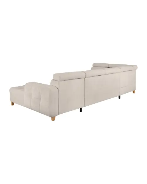 Sofá rinconera izquierda Saragossa convertible de chenilla beige