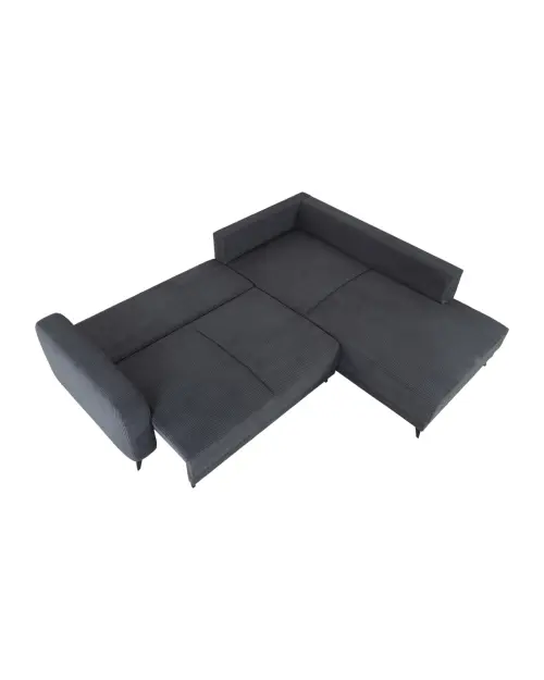 Sofá rinconera universal Martinez convertible con arcón de pana gris oscuro