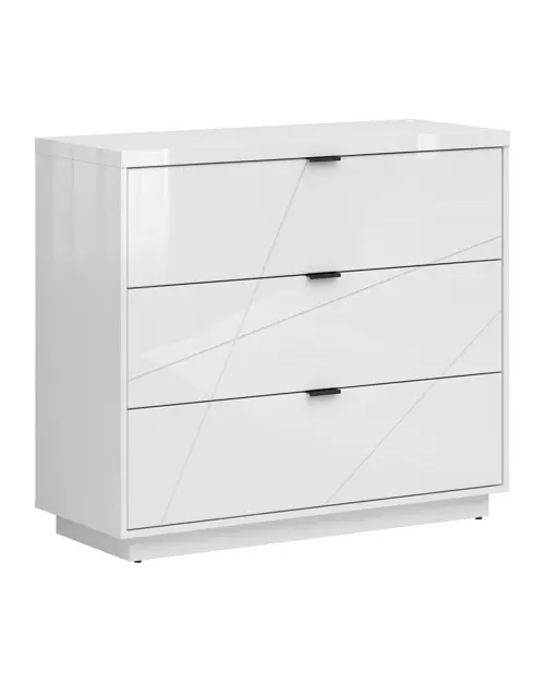 Cómoda Forn 106 cm con 3 cajones blanco brillo