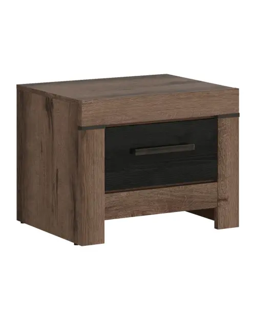 Mesita de noche Balin 57 cm con cajón roble monastery/roble negro