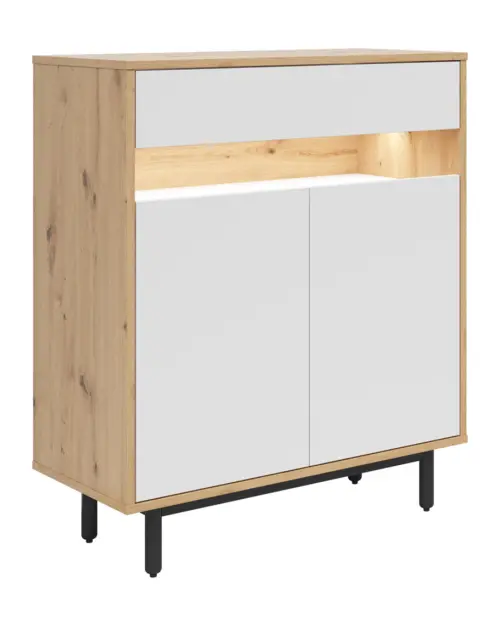 Cómoda Gap 90 cm con 2 puertas y un cajón roble artisan/blanco