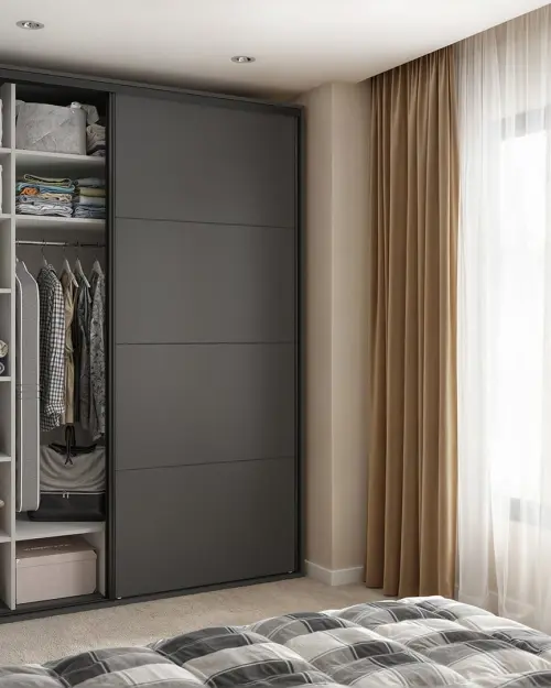 Шкаф-купе Flex 200 см с зеркалом графитовый