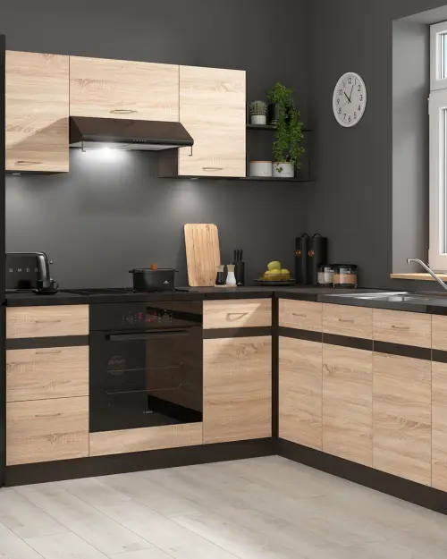 Conjunto de cocina de esquina Junona Line 200x220 izquierdo roble sonoma sin encimera