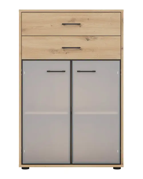 Estantería Space Office 80 cm con 2 puertas y 2 cajones roble artisan