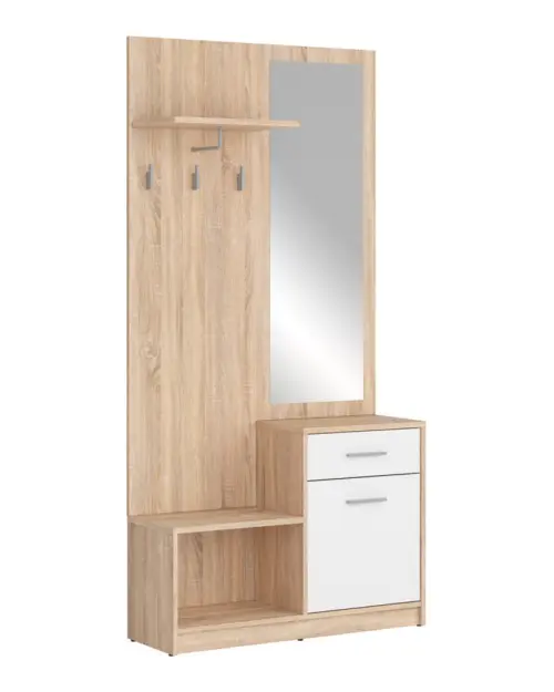 Set de recibidor Nepo Plus 90 cm roble sonoma/blanco