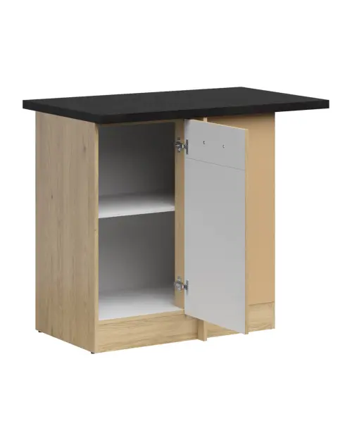 Armario de cocina inferior de esquina Junona Line derecho roble bernstein con encimera para rincón de 100x60 cm