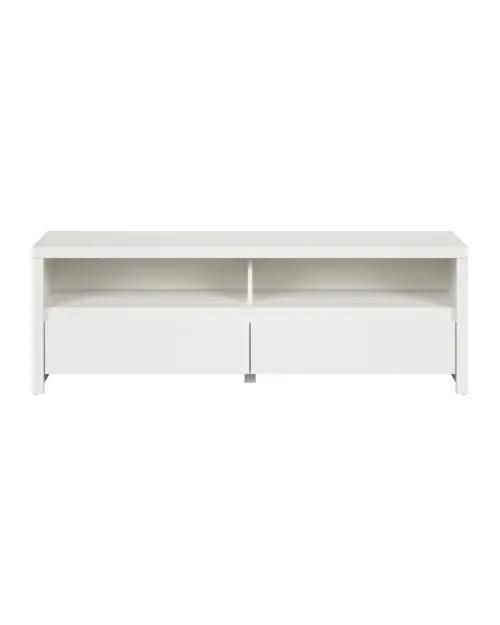Mueble RTV Kaspian 143 cz con 2 cajones y un estante blanco