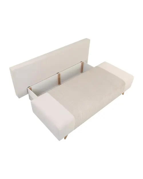 Three-seater sofa bed Leon with storage beige