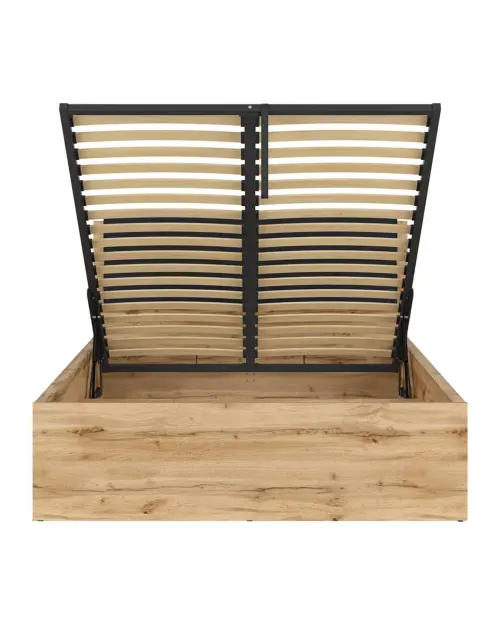 Cama Tetrix 140x200 con somier y contenedor roble wotan