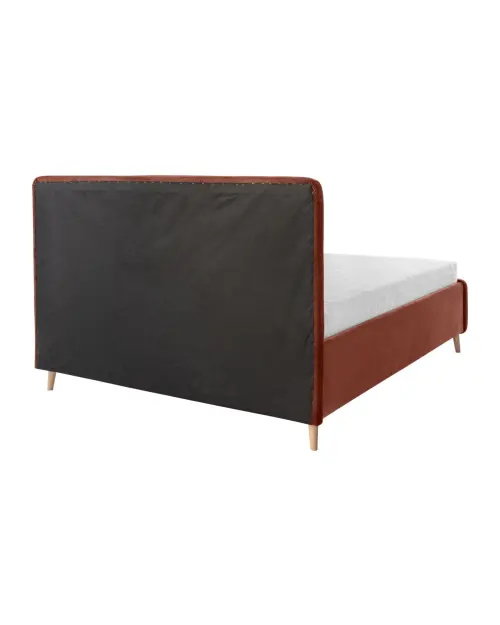 Cama tapizada Bondo 160x200 con contenedor y somier naranja