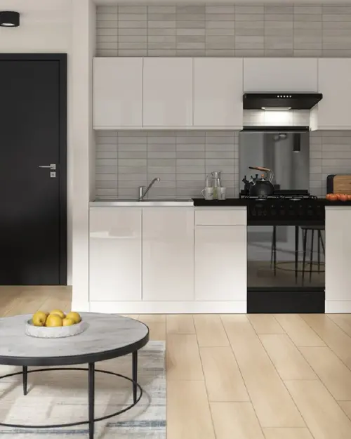 Conjunto de cocina Junona Line 240 cm blanco brillo sin encimera