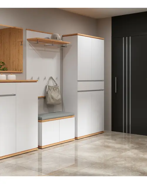 Cómoda Yamael 135 cm con 3 puertas y un cajón roble artisan/blanco