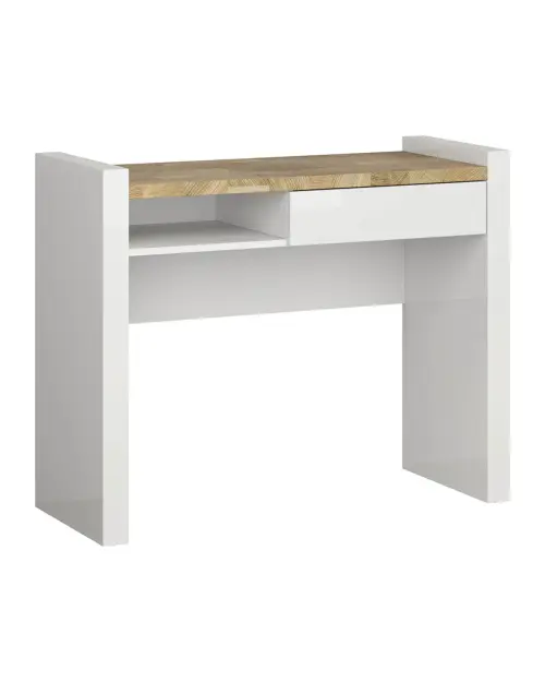 Tocador Alameda 100 cm con cajón y estante blanco brillo/roble westminster