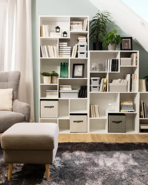 Estantería Tetrix 88 cm con 12 estantes blanca