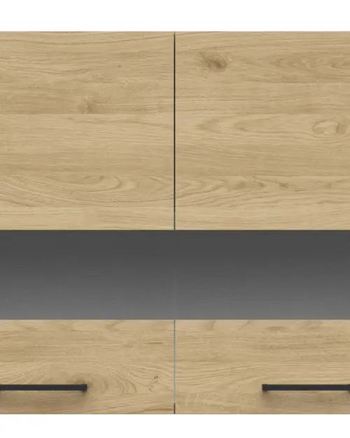 Armario superior de cocina Junona Line 80 cm de dos puertas con vitrina roble bernstein