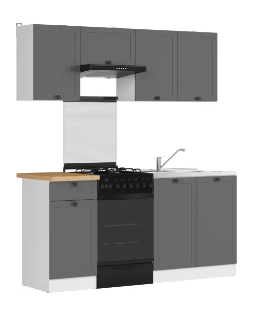 Conjunto de cocina Junona Line 170 cm grafito con encimera