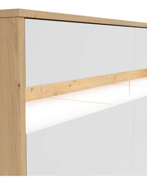 Cómoda Gap 190 cm con 3 puertas y cajones roble artisan/blanco