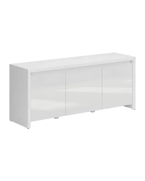 RTV cabinet Larios 143 cm with 3 doors white/white gloss