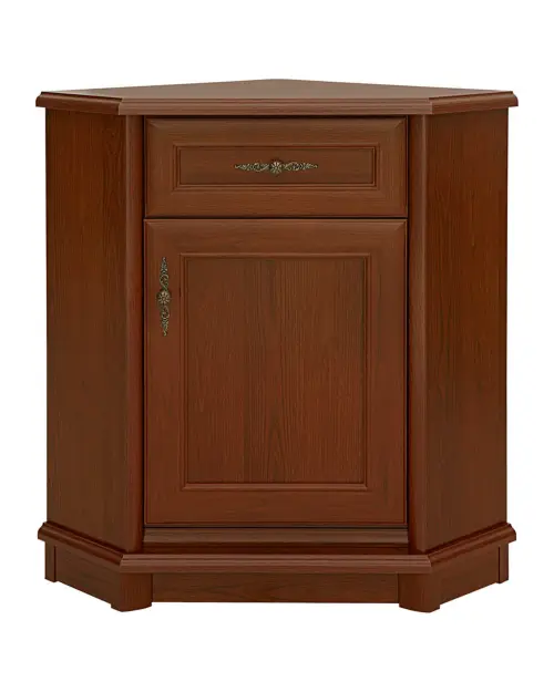 Cómoda de esquina Kent 60 cm con puertas y cajón castaño