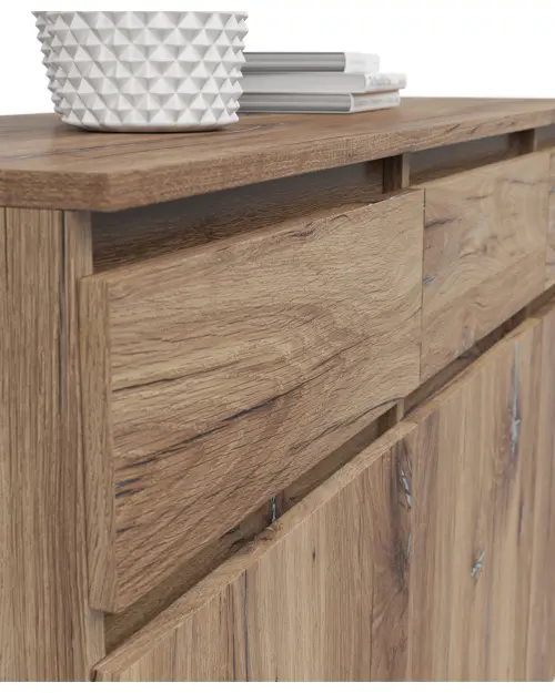 Cómoda Saturn 135 cm con 3 puertas y 3 cajones roble flagstaff oscuro