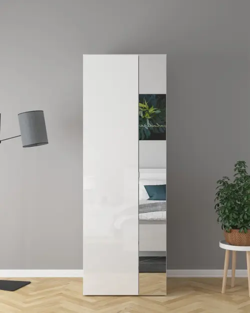Armario de dos puertas Flex 75 cm con espejo blanco brillo