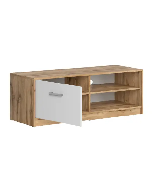 Mueble RTV Matos 118 cm con puertas y estante roble wotan/blanco