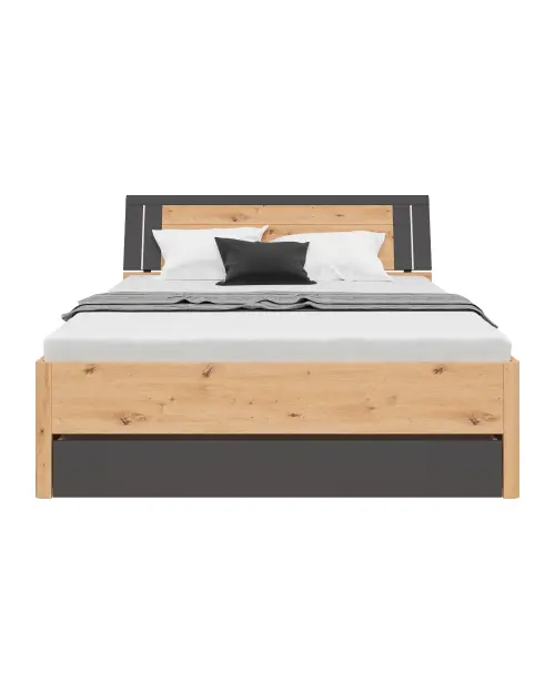 Cama Saturn 160x200 con 3 cajones roble artisan/grafito