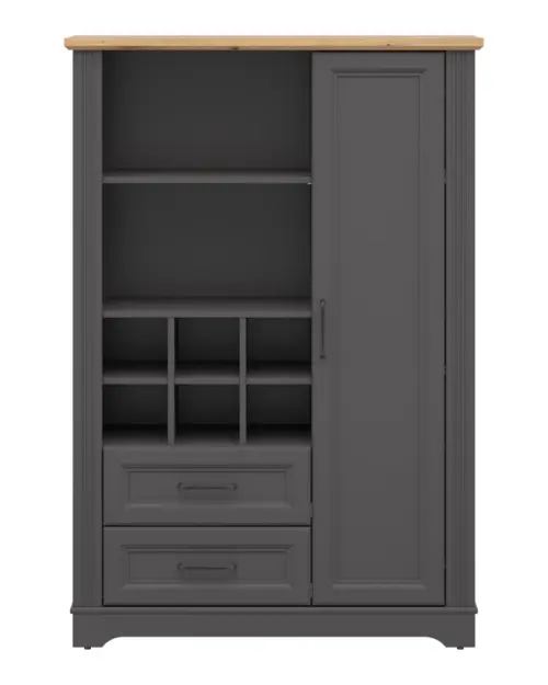 Estantería Tolmin 100 cm con puertas y 2 cajones grafito/roble artisan