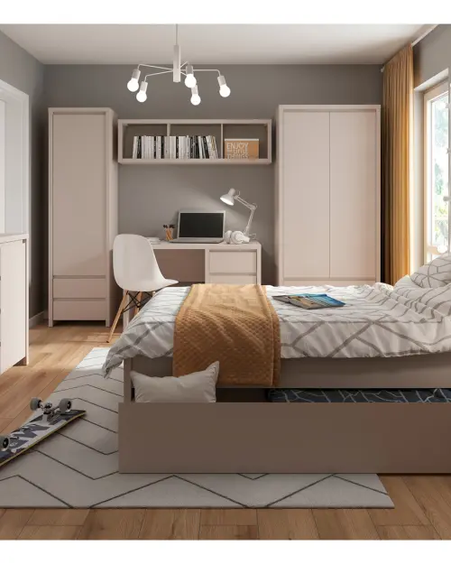 Cómoda Kaspian 144 cm con 2 puertas y 4 cajones cachemira