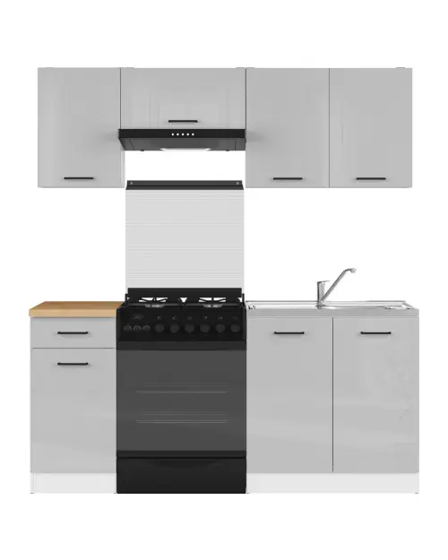 Zestaw kuchenny Junona Line 180 cm jasnoszary połysk z blatem