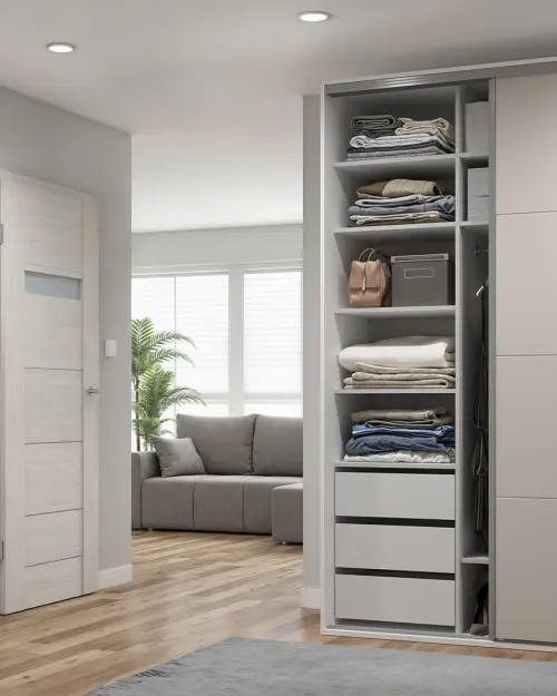 Sliding wardrobe Flex 150 cm with mirror white/cashmere