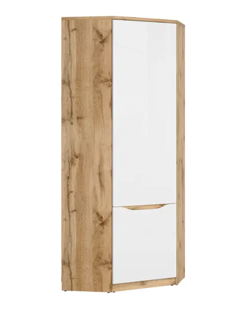 Armario de esquina Nuis 78x78 cm roble wotan/blanco brillo