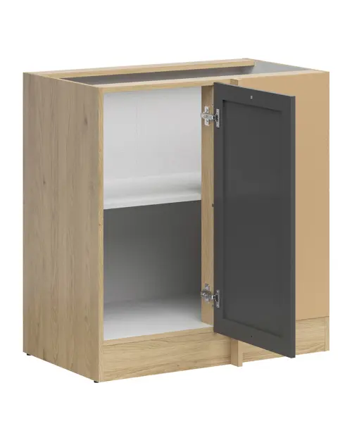 Armario bajo de cocina de rincón Junona Line derecho roble bernstein/grafito ocupa rincón 100x60 cm