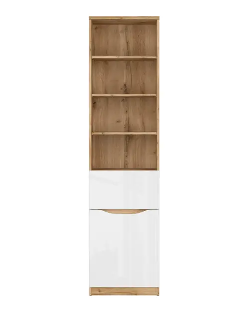 Estantería Nuis 50 cm con puerta, cajón y 4 estantes roble wotan