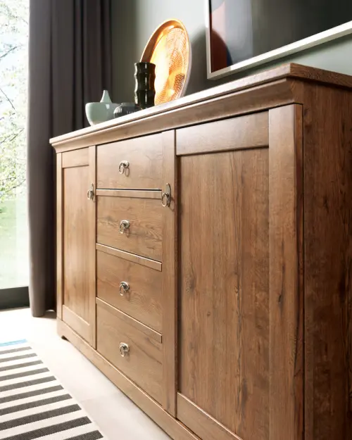 Cómoda Patras 153 cm con 2 puertas y 4 cajones roble april