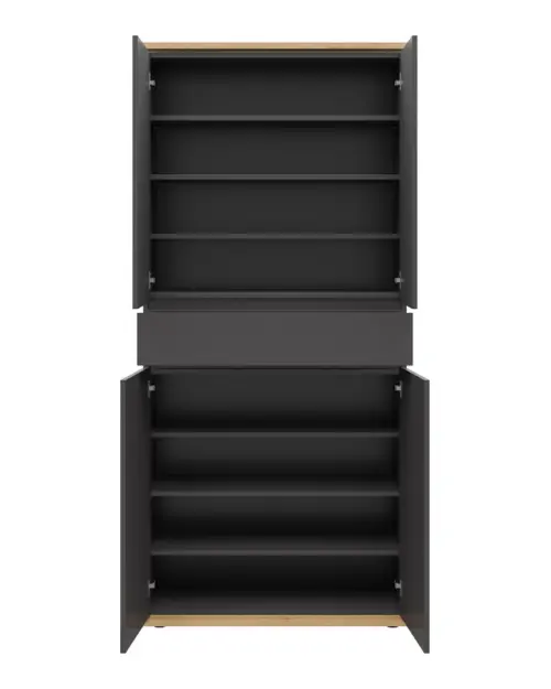 Mueble para pasillo Yamael 90 cm con 4 puertas y un cajón grafito