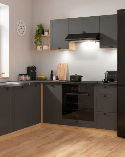 Conjunto de cocina de esquina Junona Line 200x220 grafito con encimera