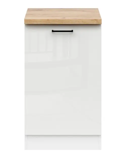 Szafka dolna kuchenna Junona Line 50 cm prawa kredowy połysk z blatem