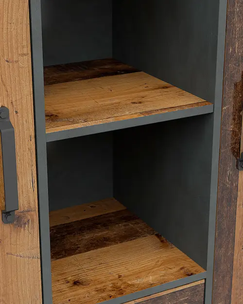 Estantería Weston 120 cm con 2 puertas 2 cajones y 3 estantes pino old style