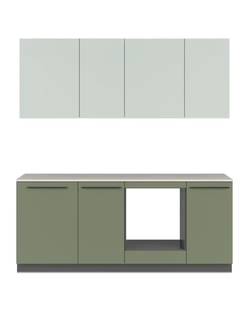 Conjunto de cocina Milino Small 210 cm verde con encimera