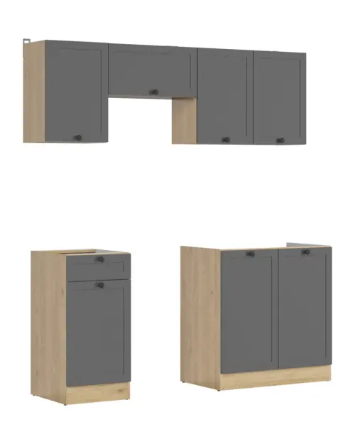 Conjunto de cocina Junona Line 180 cm grafito sin encimera