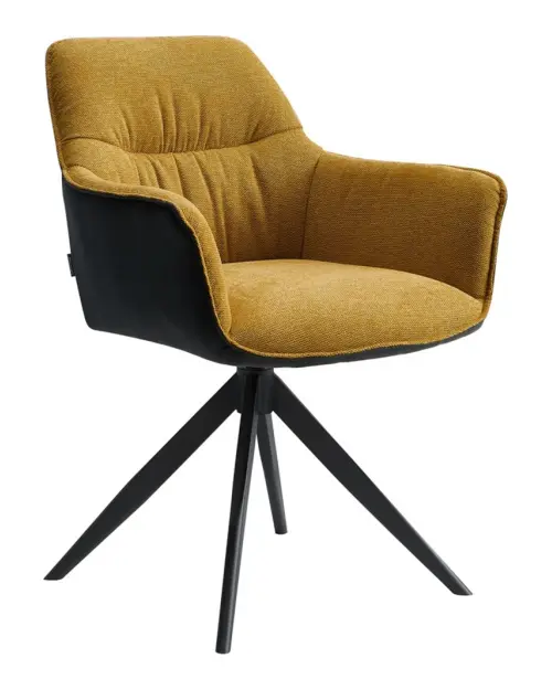 Silla tapizada Akita giratoria amarillo-negro