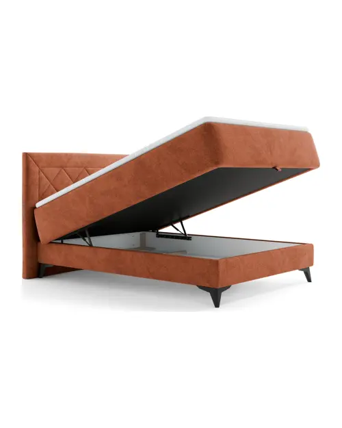 Континентальная кровать Zalea 140x200 с контейнером оранжевая