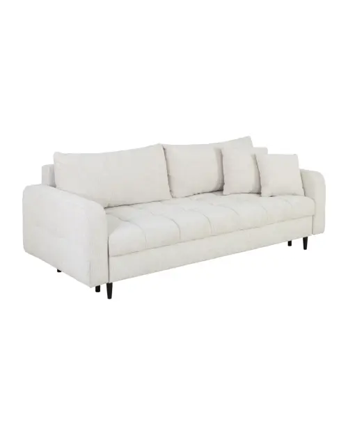 Sofá de tres plazas Sorella convertible con arcón chenilla perla