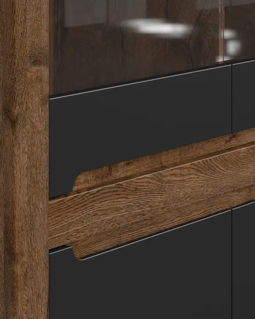 Vitrina Ruso 104 cm con 4 puertas roble april/negro mate