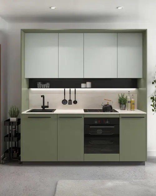 Conjunto de cocina Milino Small 210 cm verde con encimera