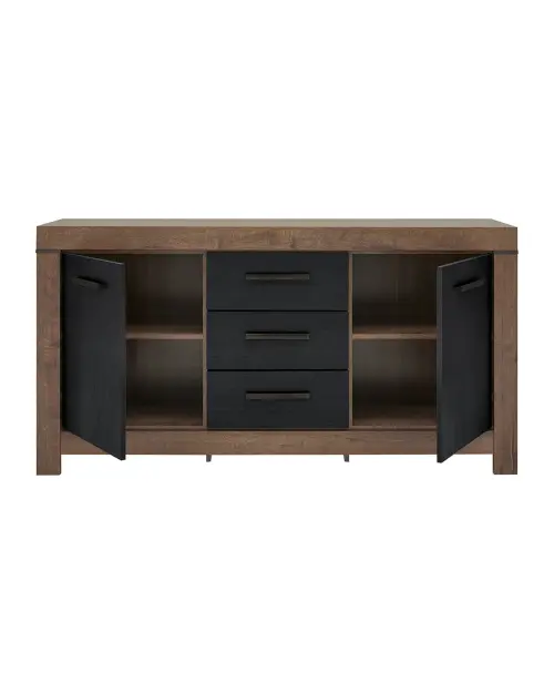 Cómoda Balin 160 cm con 2 puertas y 3 cajones roble monastery/roble negro
